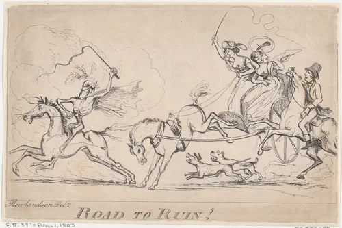 Road to Ruin! by Thomas Rowlandson, print, 1803