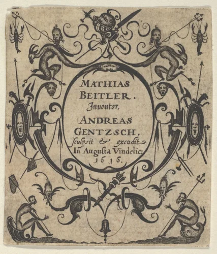 Title Plate with Blackwork Design by Andreas Gentzsch, print, 1616