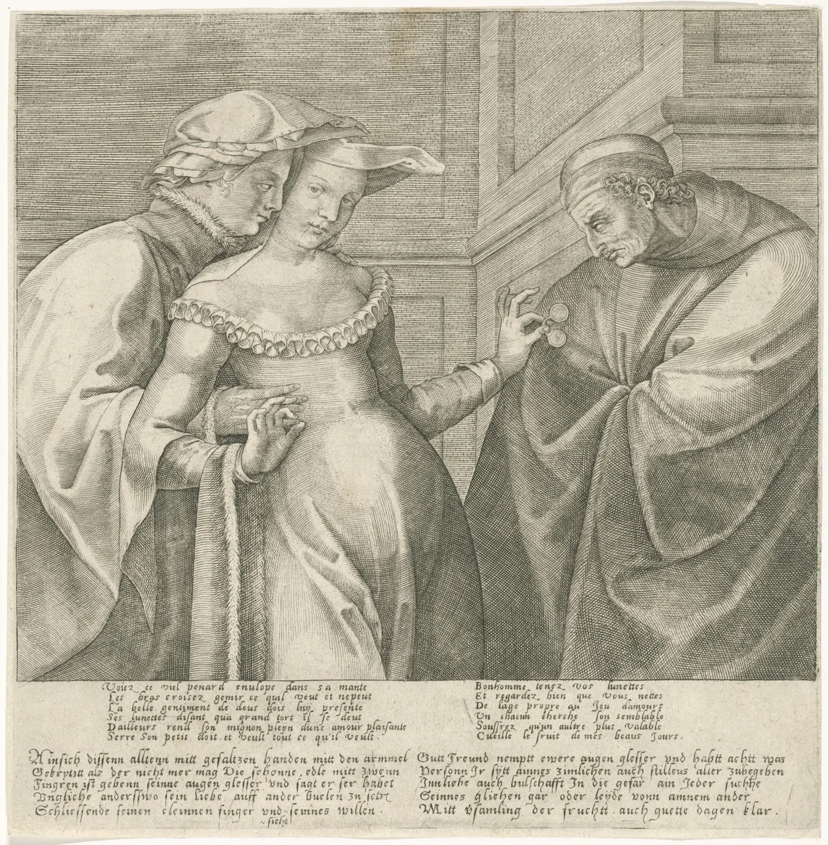 Allegorie op de liefde en op de impotentie by anonymous, print, 1565-1675