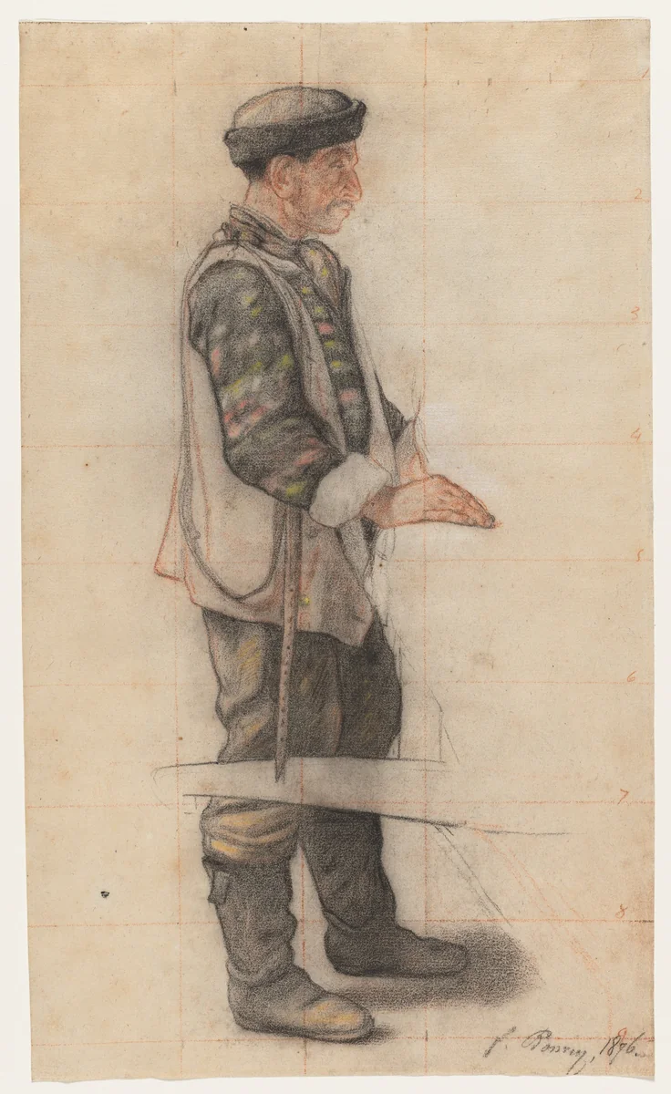 The Stretcher Bearer (Study for "Le Couvreur tombé") by François Bonvin, drawing, 1876
