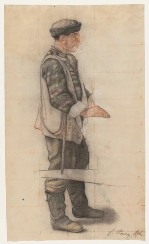 The Stretcher Bearer (Study for "Le Couvreur tombé") by François Bonvin, drawing, 1876