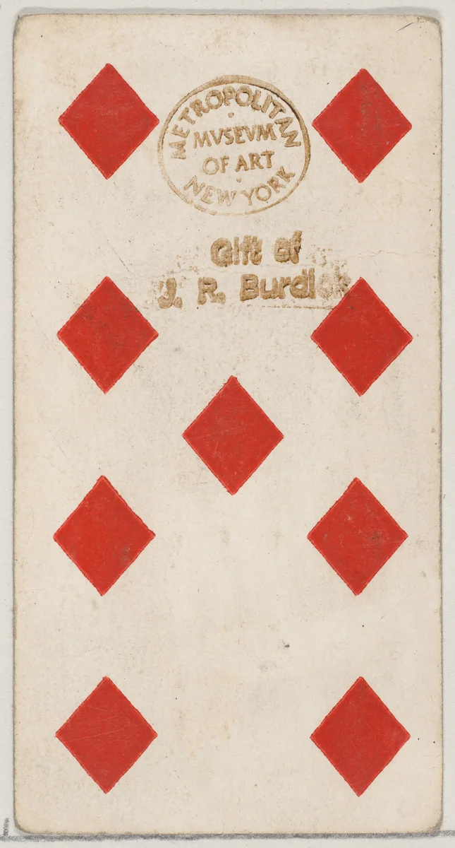 Nine Diamonds, from the Playing Cards series (N84) to promote Turkish Cross-Cut Cigarettes for W. Duke, Sons and Co. by W. Duke, Sons & Co., print, 1888