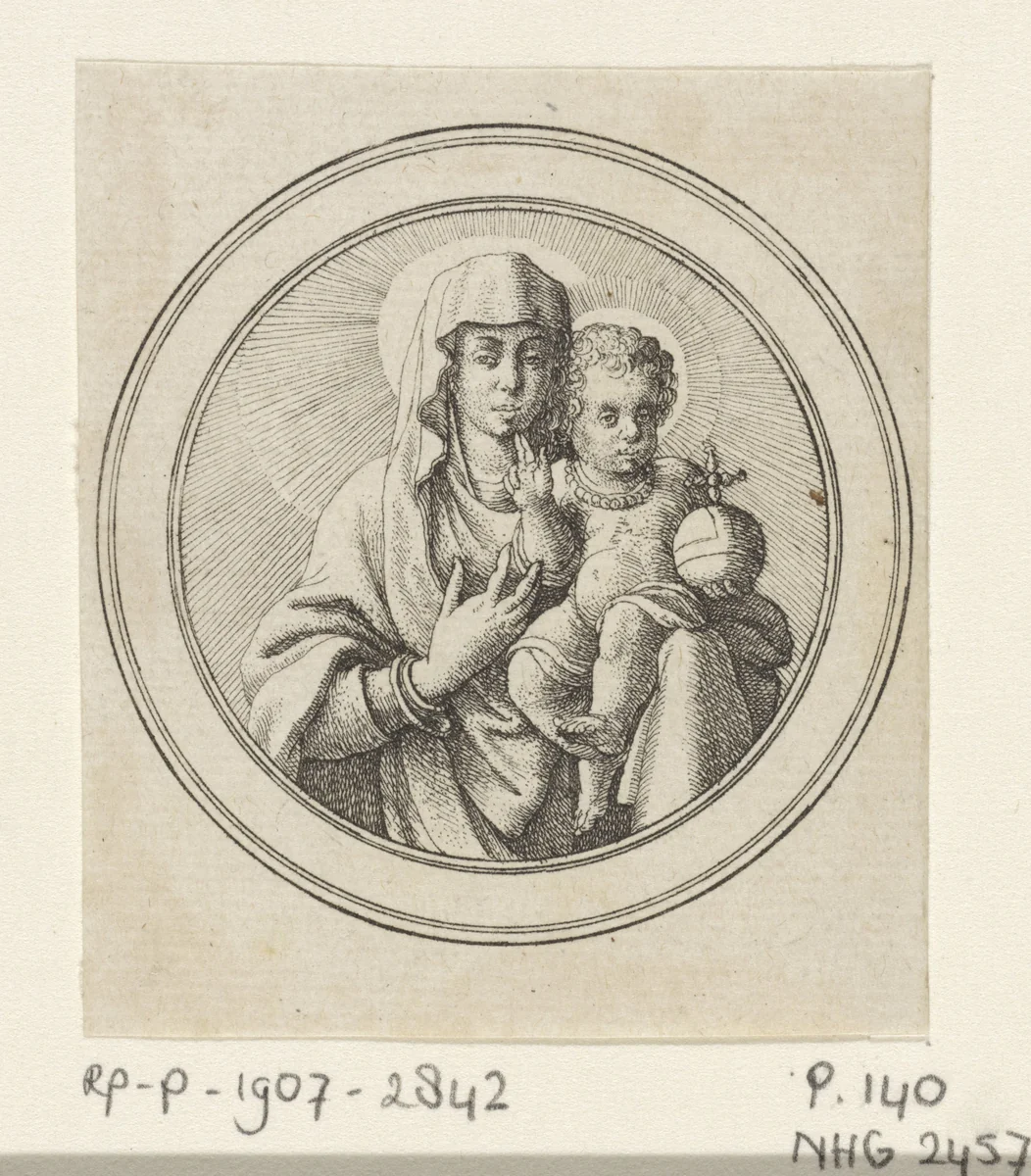 Maria met zegenend Christuskind by Wenceslaus Hollar, print, 1625-1677