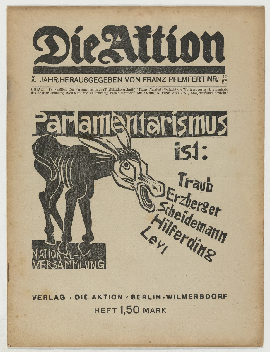 Die Aktion, vol. 10, no. 19/20 by Conrad Felixmüller, periodical, 1920