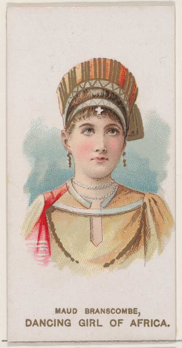 Maud Branscombe Dressed as Dancing Girl of Africa, from the set Actors and Actresses, Second Series (N71) for Duke brand cigarettes by W. Duke, Sons & Co., print, 1888-1890