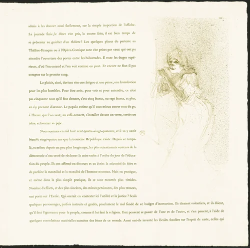 Yvette Guilbert by Henri de Toulouse-Lautrec, print, 1894