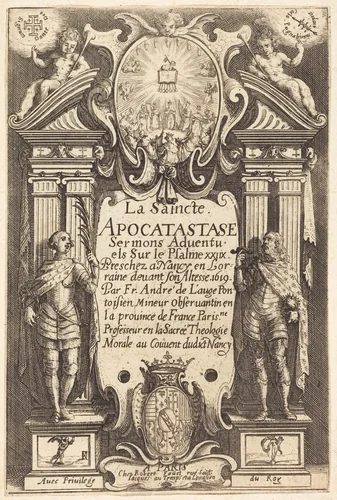 Frontispiece of the Holy Apocatastase by Jacques Callot, print, 1619-1623
