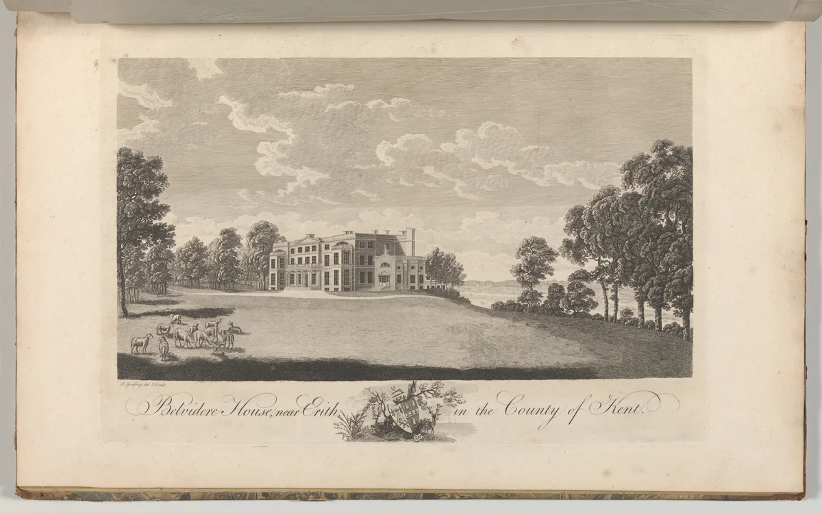 Belvidere House, near Erith, in the County of Kent, from Edward Hasted's, The History and Topographical Survey of the County of Kent, vols. 1-3 by Richard Bernard Godfrey, book, 1777-1790
