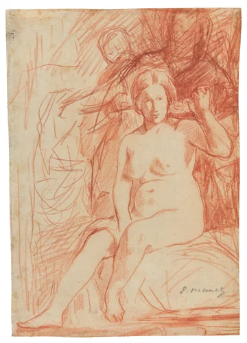 Seated Nude by Édouard Manet, drawing, 1858-1860