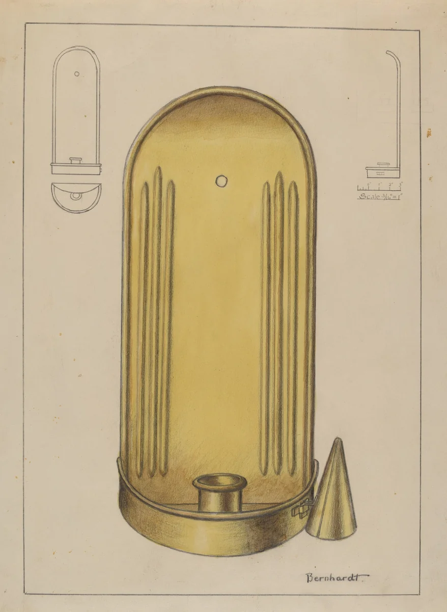 Brass Candle Holder by Gerald Bernhardt, index of american design, 1936
