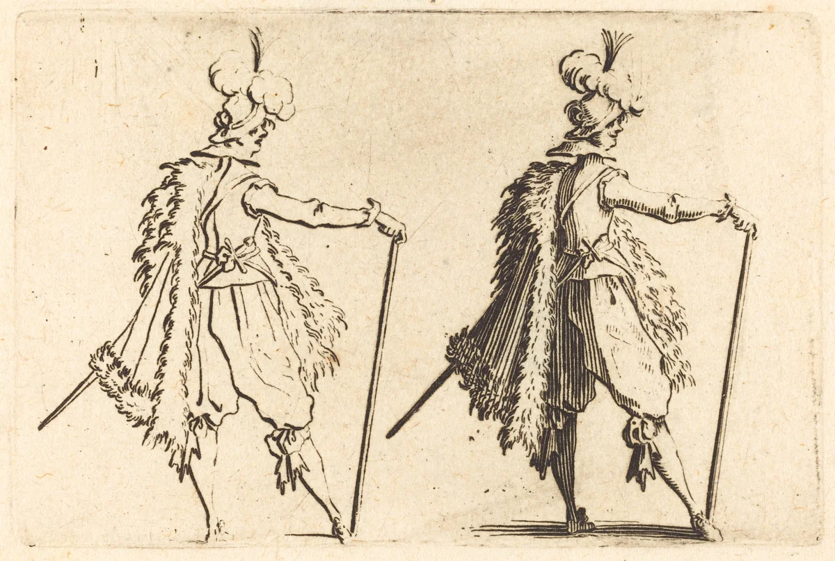 Gentleman with Cane by Jacques Callot, print, 1622