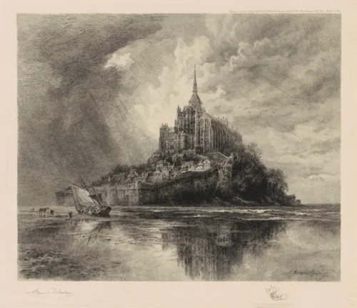 Le Mont St. Michel by Alfred-Louis Brounet Debaines, print, 1911