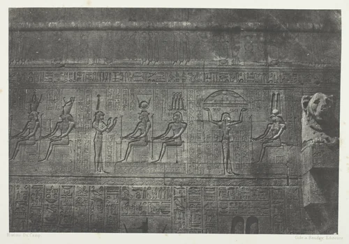 Grand Temple de Dendérah (Teutyres), Sculptures de la Façade Postérieure; Haute-Egypte, plate 20 from the album "Egypte, Nubie, Palestine et Syrie" (1852) by Maxime Du Camp, photograph, 1849-1851