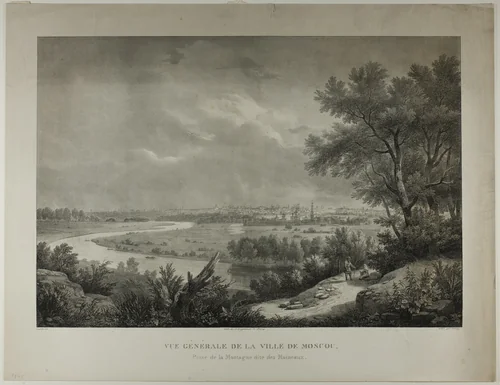 General View of the City of Moscow taken from the So-called Sparrow Mountain by Jean-Baptiste Cadolle, print, 1833