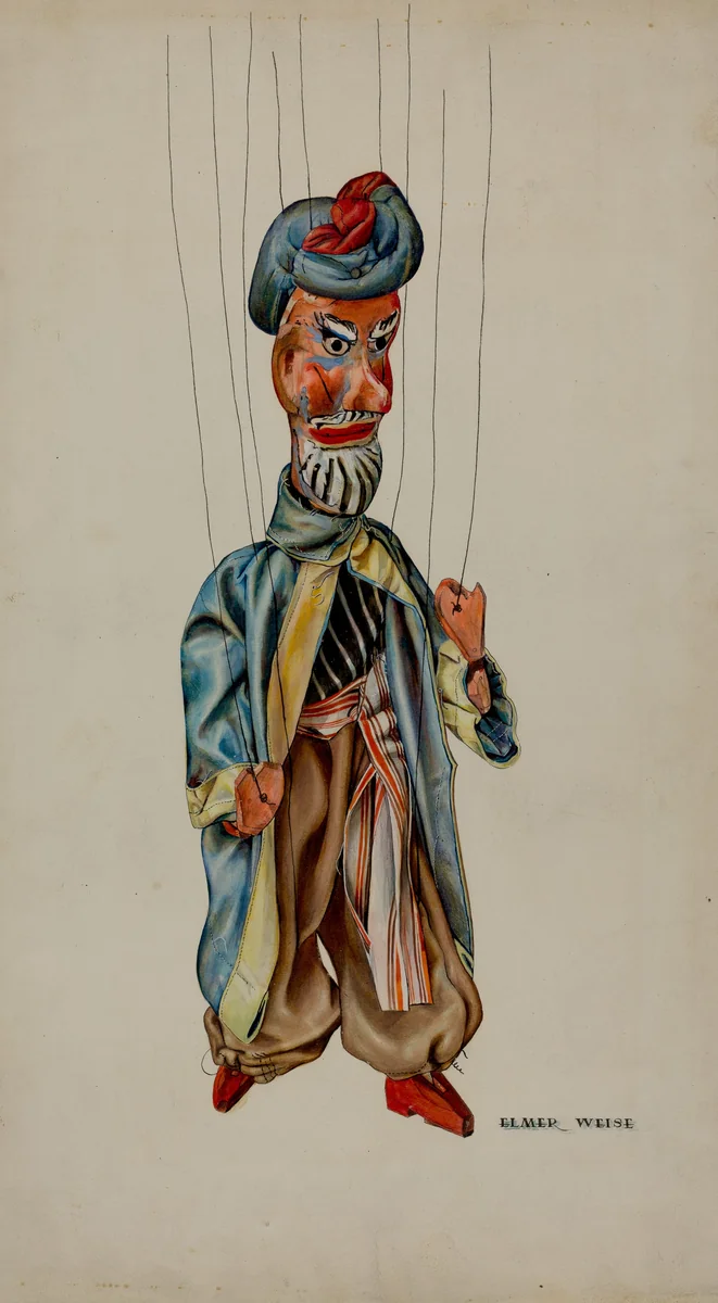 Marionette - "Ahab" by Elmer Weise, index of american design, 1938