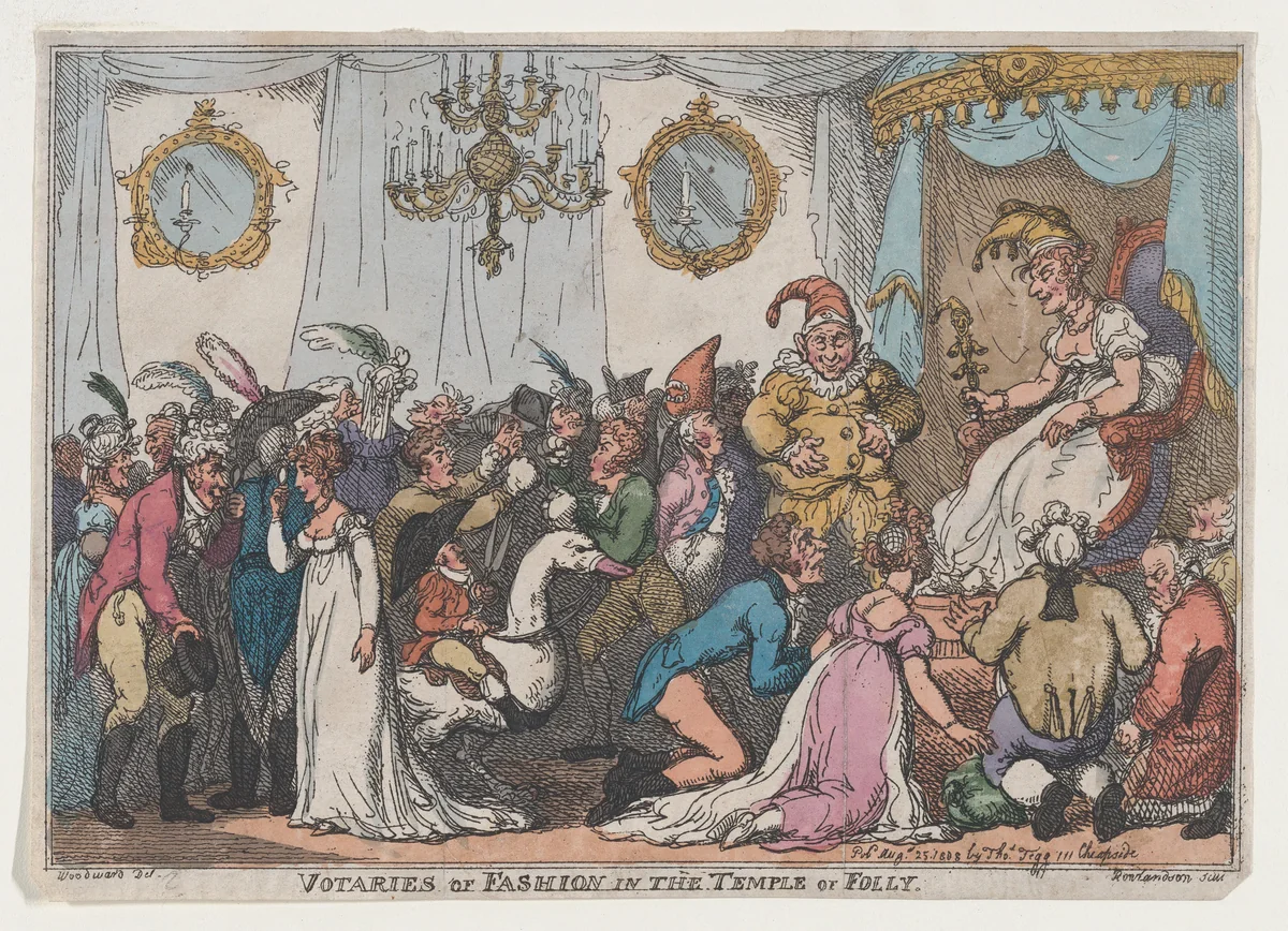 Votaries of Fashion in the Temple of Folly by Thomas Rowlandson, print, 1808