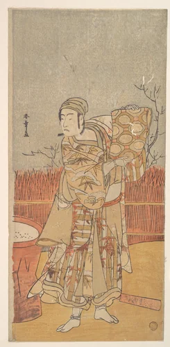 The Actor Sawamura Sojuro III Holding up a Piece of Brocade by Katsukawa Shunshô (勝川春章), print, 1726-1792