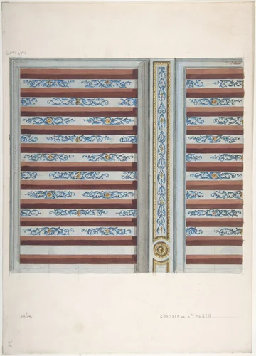 Design for Ceiling, Château de St. Aubin by Jules-Edmond-Charles Lachaise, drawing, 1850-1900