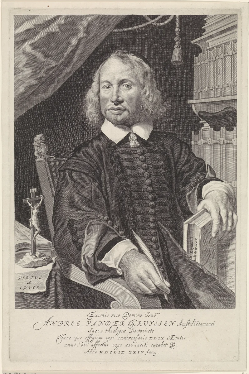 Portret van Andreas van der Kruyssen by Theodor Matham, print, 1663-1676