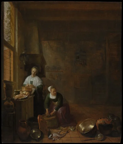 A Kitchen by Hendrick Sorgh, painting, 1638-1648