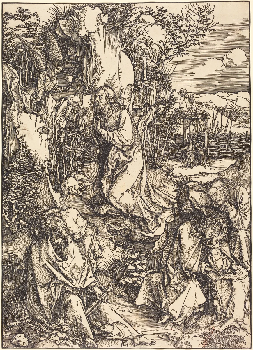 Christ on the Mount of Olives by Albrecht Dürer, print, 1497-1499