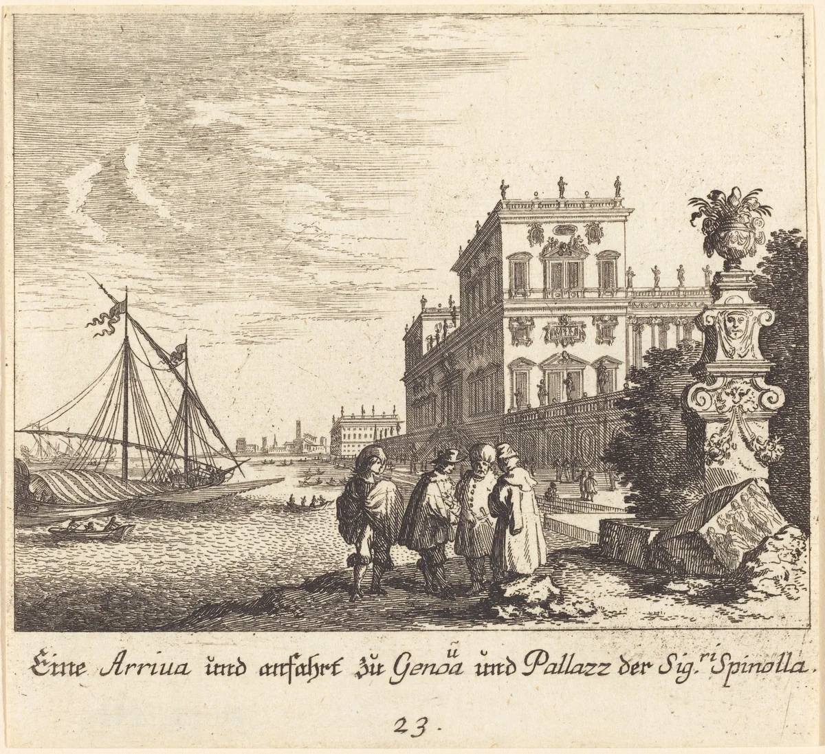 Palazzo Spinolla, Genoa by Melchior Küsel; Johann Wilhelm Baur, print, 1681