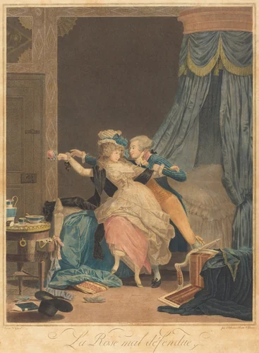La Rose mal defendue by Philibert Louis Debucourt, print, 1791