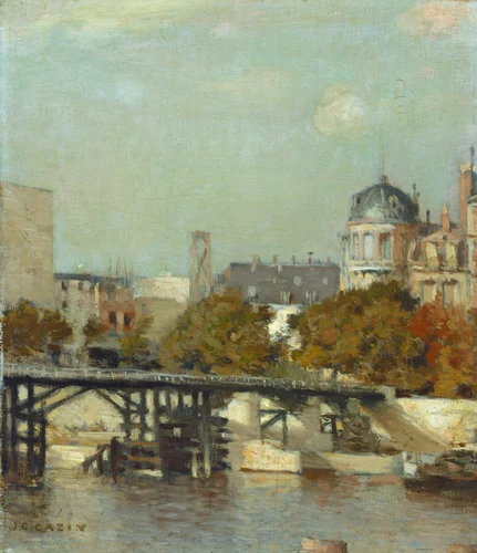 Paris Scene with Bridge by Jean-Charles Cazin, painting, 1841-1901