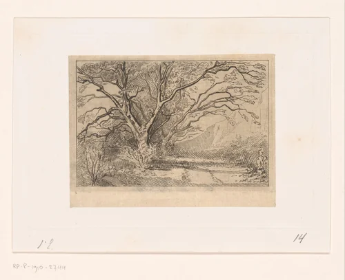 Heuvellandschap met notenbomen by Carel Nicolaas Storm van 's-Gravesande, print, 1872