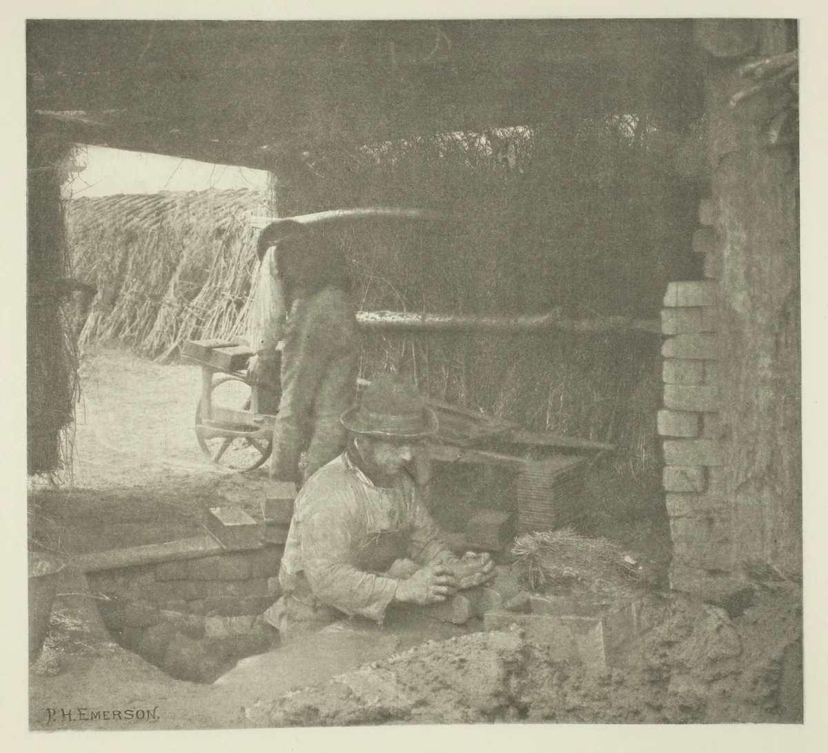 Brickmaking (Norfolk) by Peter Henry Emerson, print, 1883-1887