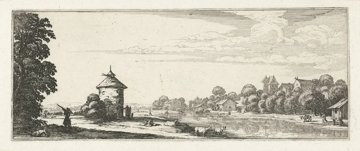 Duiventil by Jacques Callot, print, 1618-1624