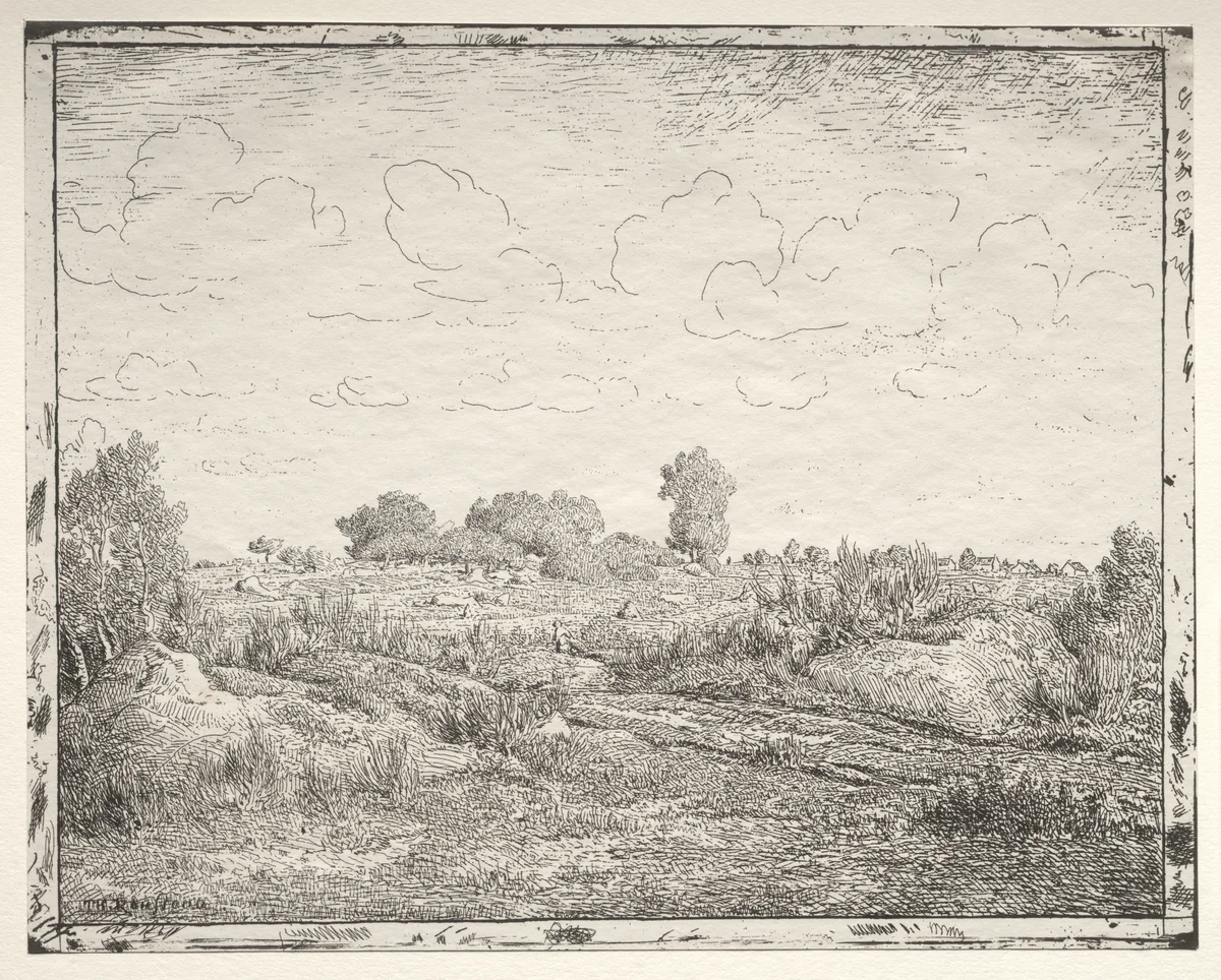 La Plaine de la Plante à Biau by Théodore Rousseau, print, 1832-1867