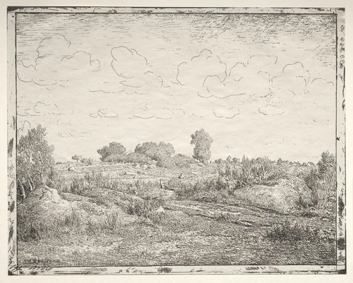 La Plaine de la Plante à Biau by Théodore Rousseau, print, 1832-1867