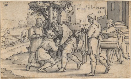 The Return of the Prodigal Son by Sebald Beham, drawing, 1540