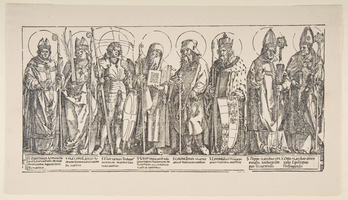 The Patron Saints of Austria by Albrecht Dürer, print, 1922