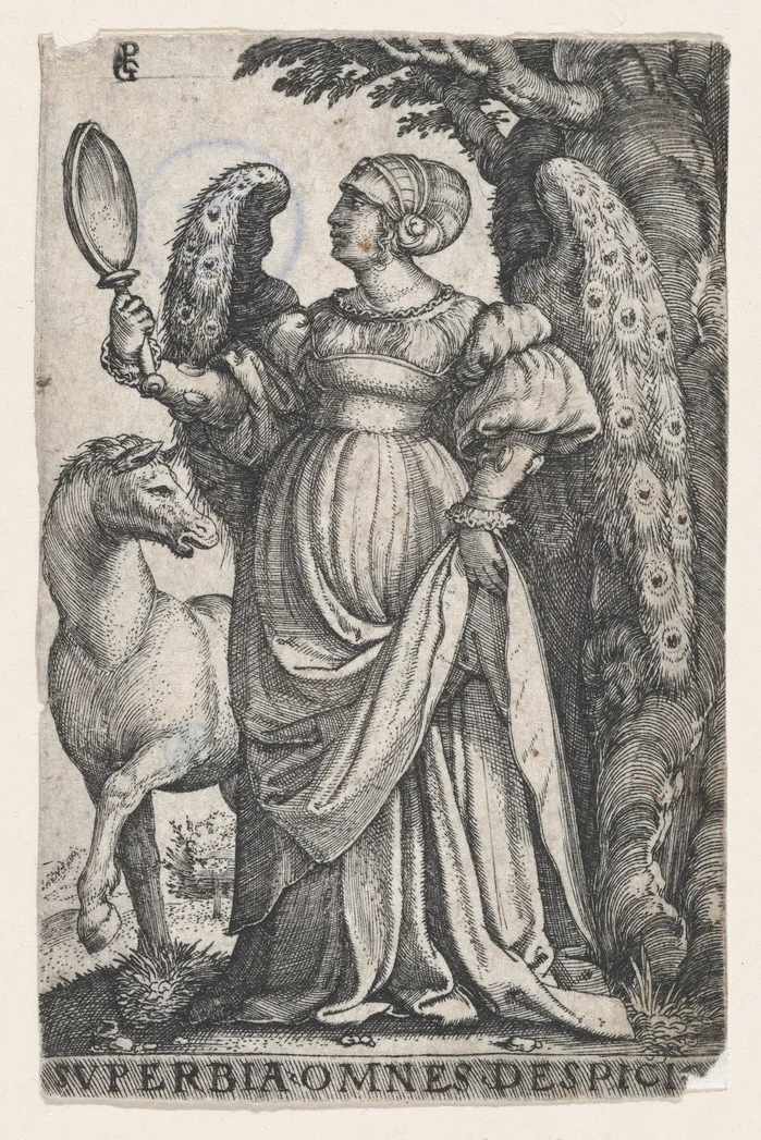Pride (Superbia), from "The Seven Vices" by Georg Pencz, print, 1536-1546