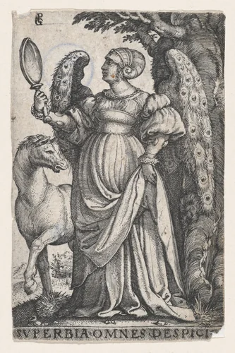Pride (Superbia), from "The Seven Vices" by Georg Pencz, print, 1536-1546