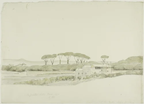 Raffaelle's Villa Medici, Rome by John Downman, drawing, 1774