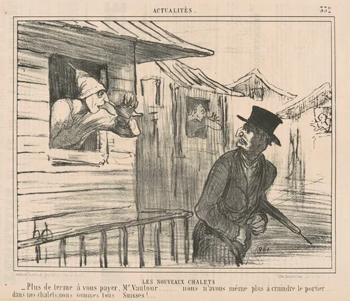 Les nouveaux chalets by Honoré Daumier, print, 1856