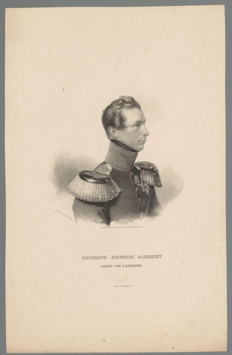 Portret van Albert, prins van Pruisen by anonymous, print, 1830-1837