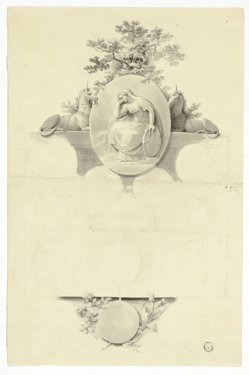 Tomb Monument and Detail by John Bacon, painting, 1785-1795