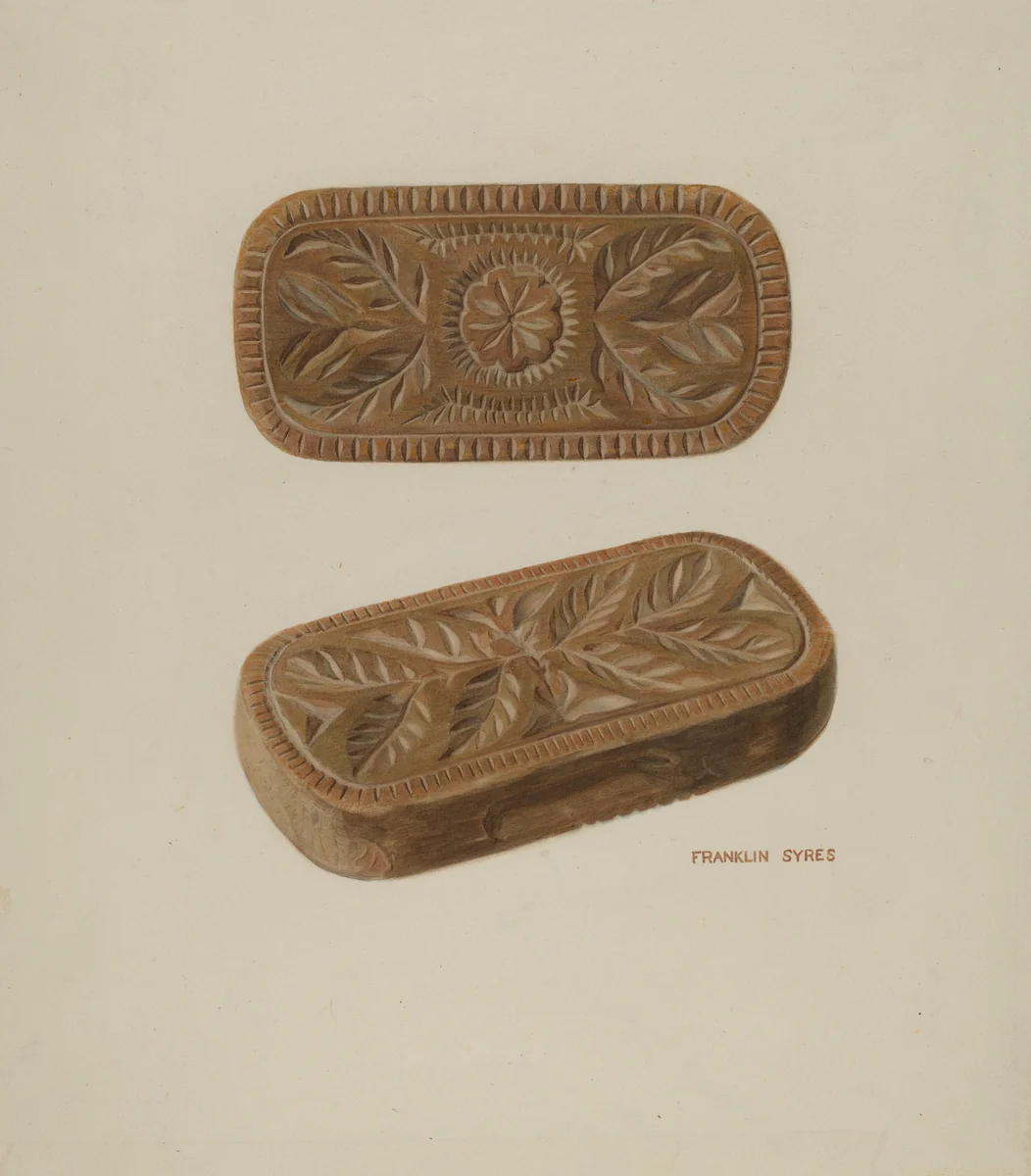 Carved Pinewood Mold by Franklyn Syres, index of american design, 1939
