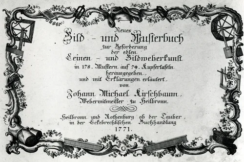 Neues Bild-und Musterbuch (New Picture and Sample Book) by Johann Michael Kirschbaum, textile, 1771