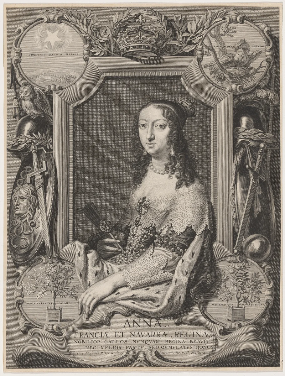 Anna Regina (Anne, Queen of France and Navarre) by Jeremias Falck, print, 1643
