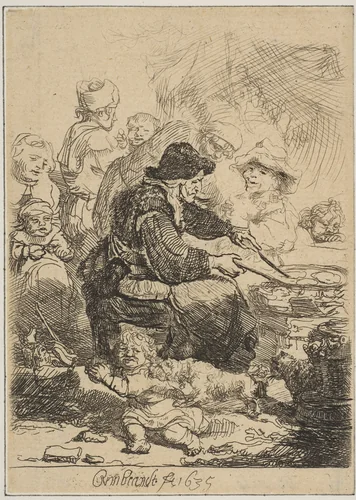 The Pancake Woman by Rembrandt van Rijn, print, 1635