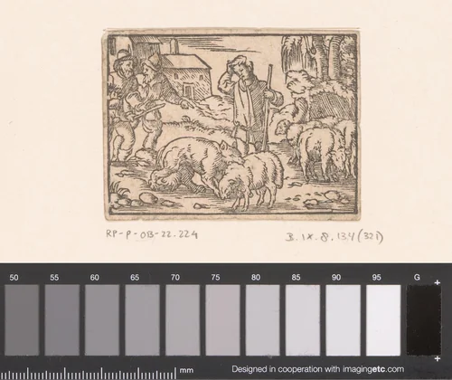 Fabel van de herder en de wolf by Virgilius Solis, print, 1566