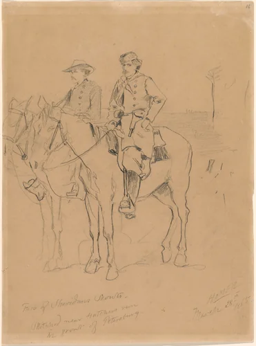 Two Scouts by Winslow Homer, drawing, 1865
