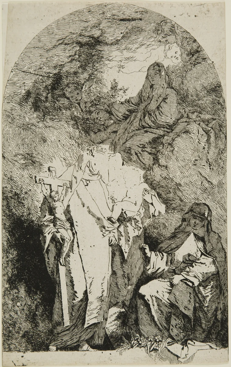 The Madonna with SS. Catherine, Rose from Lima, and Agnes from Montepulciano by Jean Honoré Fragonard, print, 1763-1764