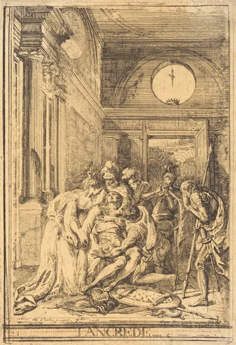 The Death of Tancred by Gabriel de Saint-Aubin, print, 1760