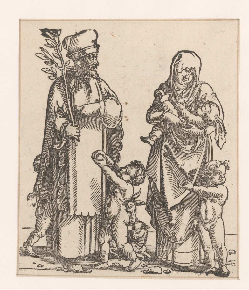 Kenan met zijn vrouw en kinderen by anonymous, print, 1530